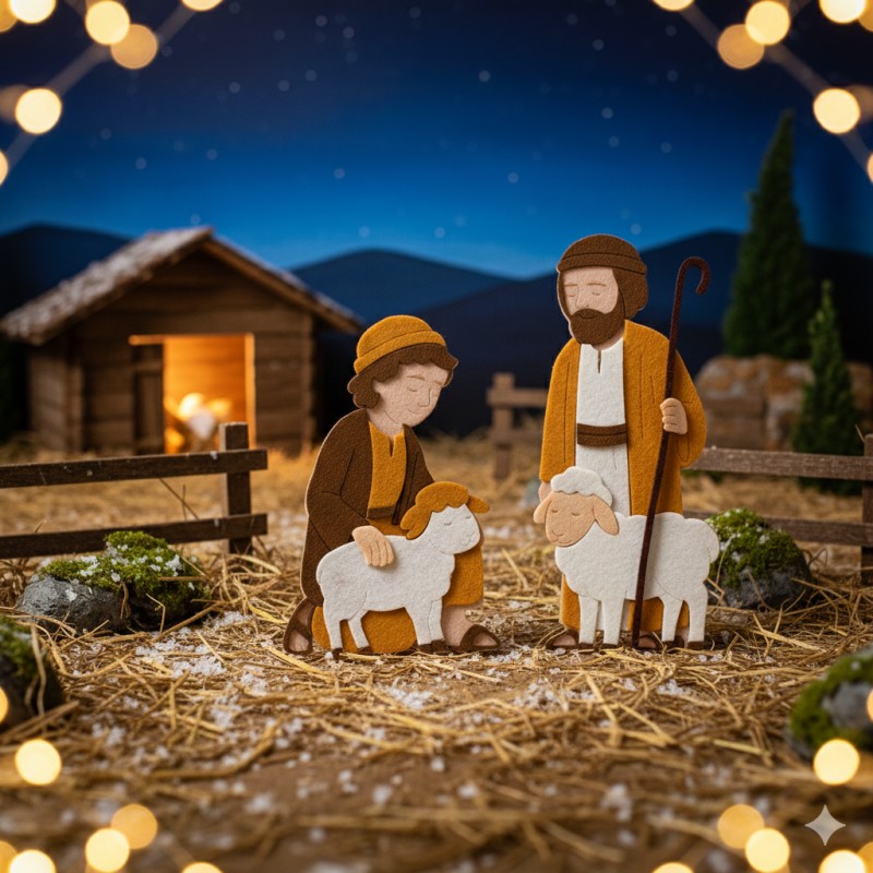 Pastori e pecorelle - kit fai da te in feltro|IDEEINFELTRO.COM