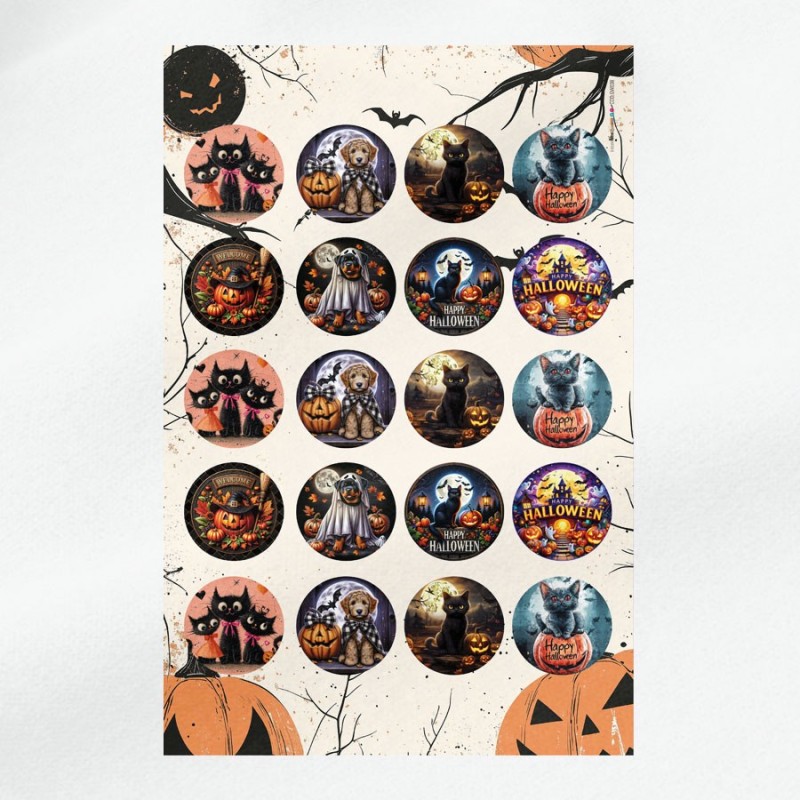 Halloween paneel in dun vilt 20 afbeeldingen van 10 cm - mod. 38