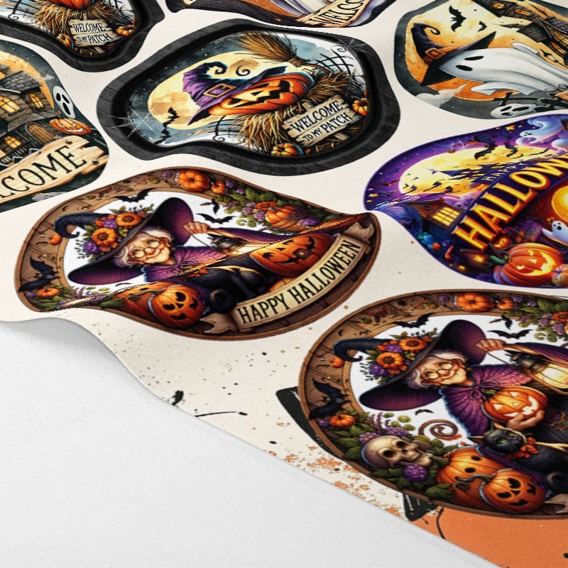 Pannello halloween "zucche, streghe e fantasmi" in pannolenci 11 immagini da 15,5 cm - mod. 36|IDEEINFELTRO.COM