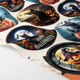 Panou de halloween "pisici" în fetru moale 11 imagini de 15,5 cm - mod. 35