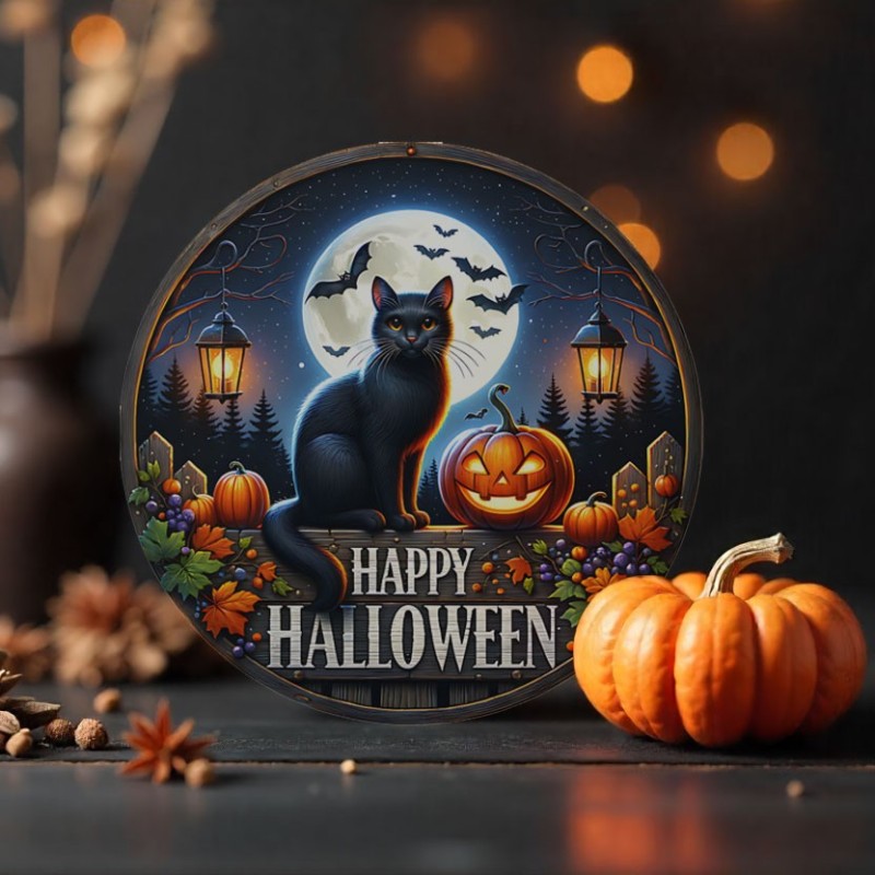 Pannello halloween "gatti" in pannolenci 11 immagini da 15,5 cm - mod. 35|IDEEINFELTRO.COM