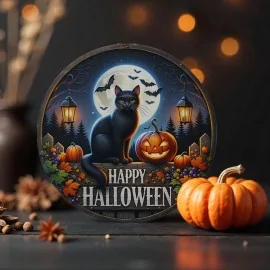 Halloween - Paneel "Katzen" in Bastelfilz 11 Bildern à 15,5 cm - Mod. 35