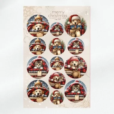 Boules de Noël en tissu feutre 20 pièces ø 10 cm - lapins et moutons - cod.175|IDEEINFELTRO.COM 2