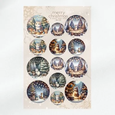 Boules de Noël en tissu feutre 10, 12 et 16 cm - paysage enneigé - cod.254|IDEEINFELTRO.COM 2