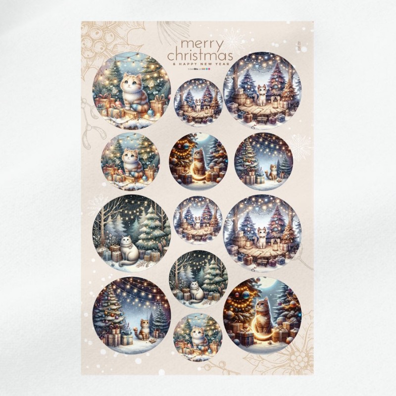 Palline di natale in pannolenci da 10, 12 e 16 cm - gattino con luci - cod.231|IDEEINFELTRO.COM