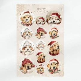 Boules de Noël en tissu feutre de 10, 12 et 16 cm - chien avec chapeau - cod.242|IDEEINFELTRO.COM