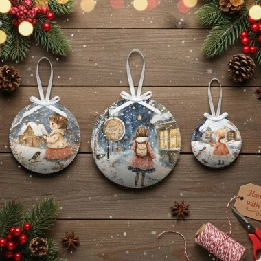 Bile de Crăciun în fetru moale de 10, 12 și 16 cm - gnomi - cod.257|IDEEINFELTRO.COM