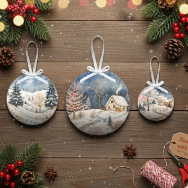 Bolas de Navidad en tela de fieltro 20 piezas ⌀ 10 cm - Primera Navidad Rojo - código 208|IDEEINFELTRO.COM