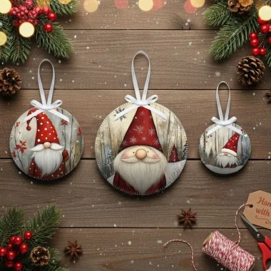 Globuri de Crăciun în fetru moale 20 bucăți ø 10 cm - animale festive - cod.184|IDEEINFELTRO.COM